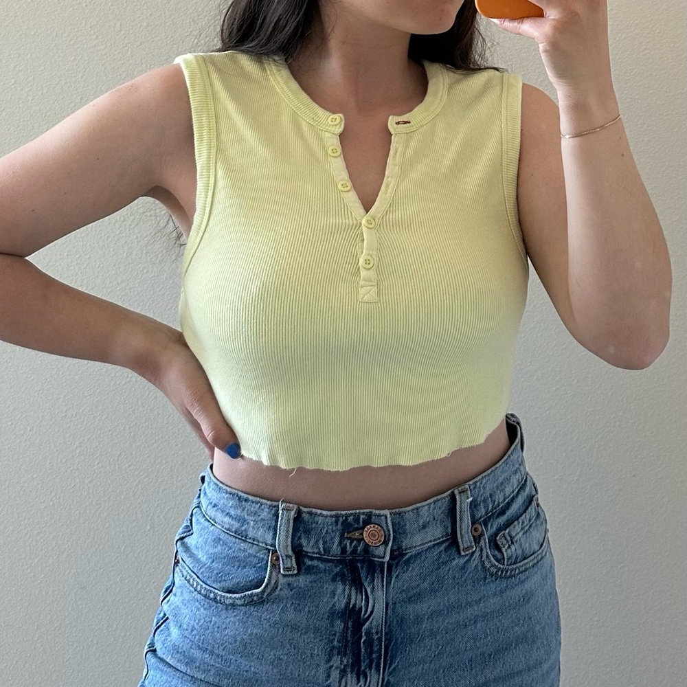 BDG Butter Yellow Sleeveless Crop Top